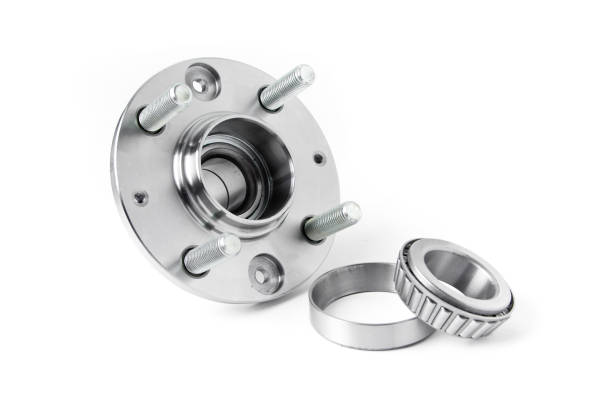 wheel bearings and wheel bearing on white background. auto parts - hubcap wheel car chrome imagens e fotografias de stock