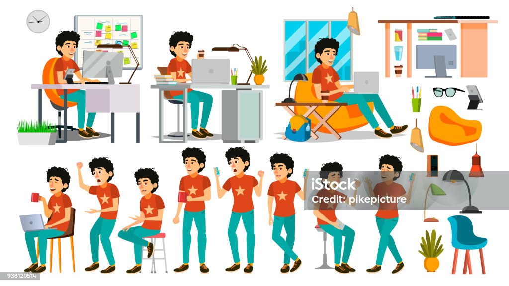 Young Coder Character Vector Web Developer Programming Coding Software ...
