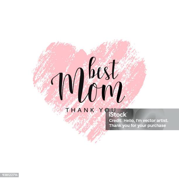 Vetores de Cartão De Vetor Para O Dia Da Mãe Com O Coração Do Pincel e mais imagens de Símbolo do Coração