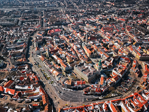 Aerial panorama of Sopron city center, Hungary