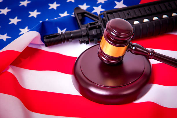 istock American flag with gun on white background 938138096