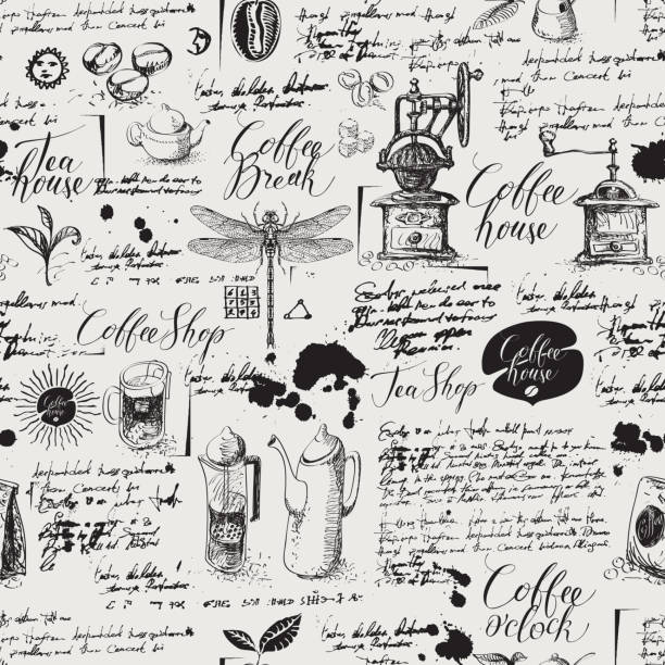 illustrations, cliparts, dessins animés et icônes de arrière-plan transparent grunge sur thème café et thé - tea stain