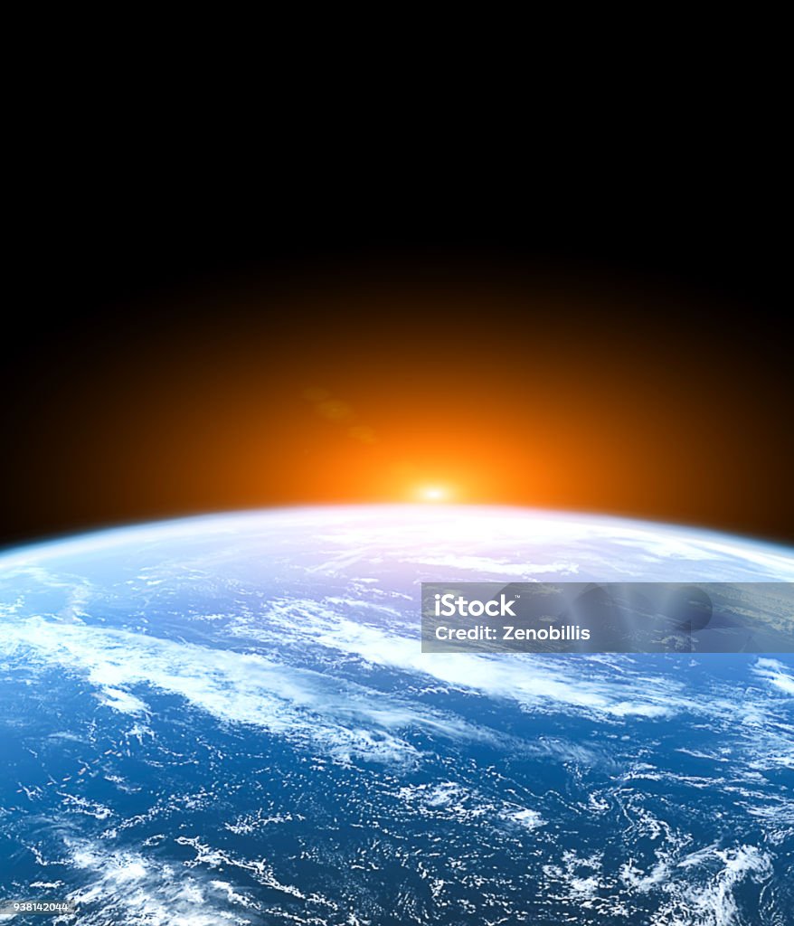 Planet Earth from the space Planet Earth from the space with rising sun. Cosmic landscape.  Some elements of this image are furnished by NASA Globe - Navigational Equipment Stock Photo