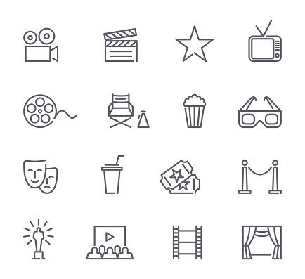 Simple Set of Cinema Related Vector Line Icons