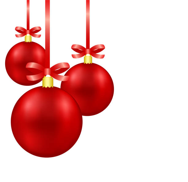 istock red christmas decoration balls on ribbon with bow isolated hanging with white background 938150082