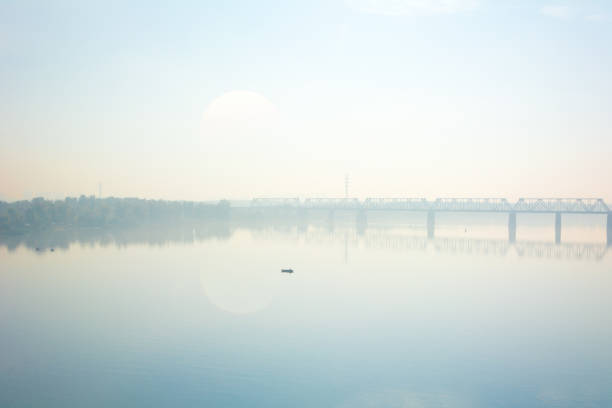 spans of the bridge in the fog