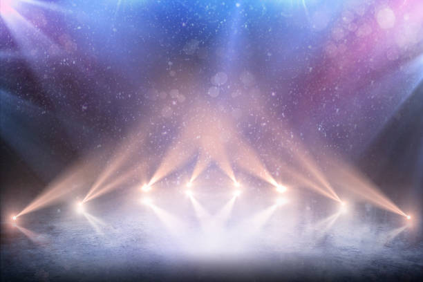 istock Beautiful empty winter background and empty ice rink with lights. Background 938159412
