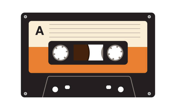 illustrazioni stock, clip art, cartoni animati e icone di tendenza di nastro audio per cassette - white background audio