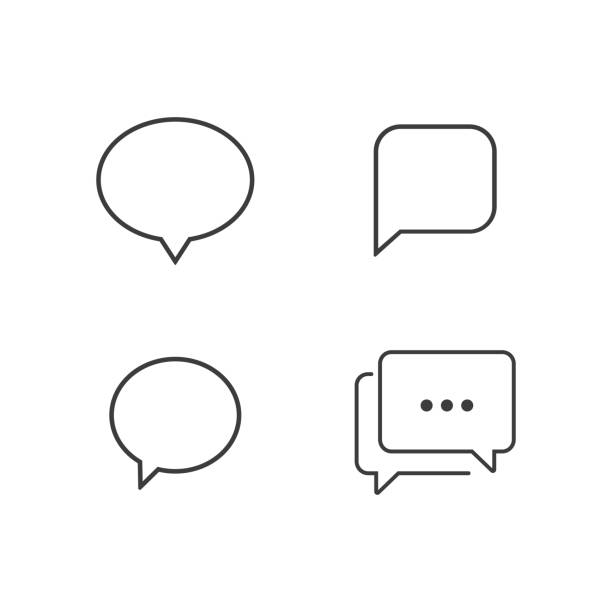 ilustraciones, imágenes clip art, dibujos animados e iconos de stock de escribir en un icono de chat de burbujas. símbolo de signo de comentario. ilustración de vector aislado plano en negro sobre un fondo blanco - blog symbol text single word