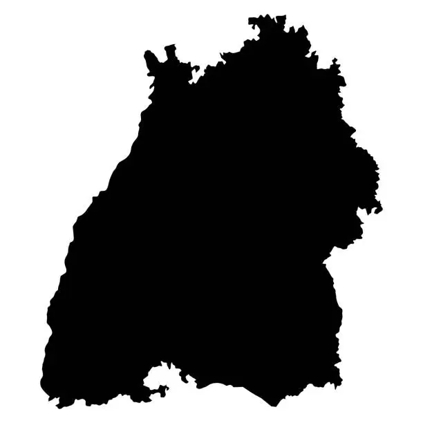 Vector illustration of Baden-Wurttemberg black map on white background vector