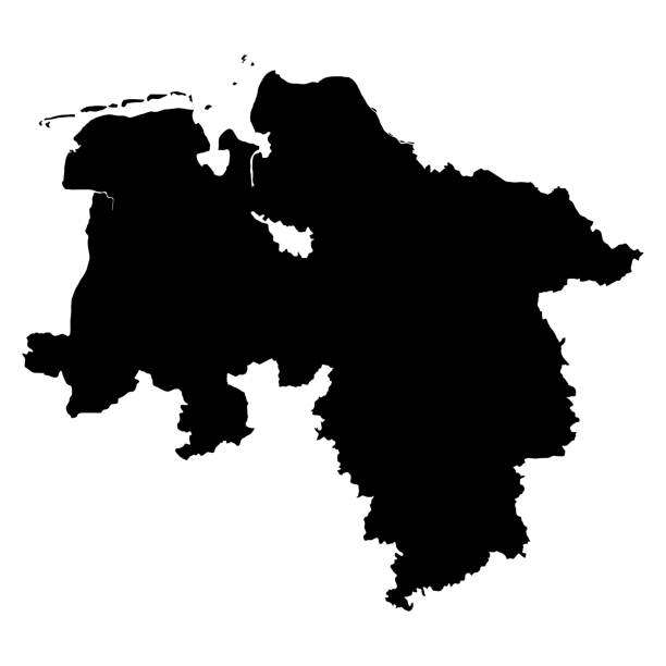 Lower Saxony black map on white background vector Lower Saxony black map on white background vector lower saxony stock illustrations
