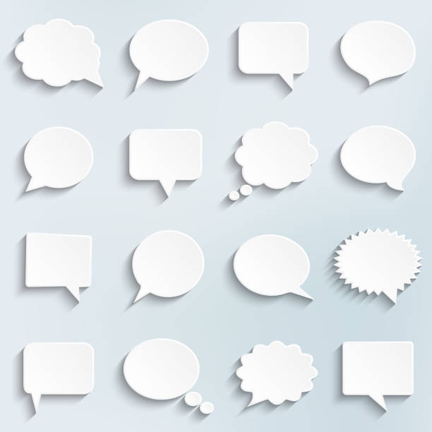 Abstract vector white speech bubbles set vector art illustration