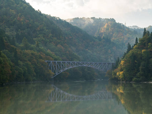 istock Autumn fall foliage First Bridge view Fukushima Japan 938170512
