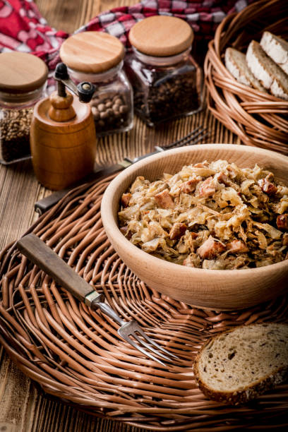 istock Bigos - stewed cabbage with meat,dried mushrooms and smoked sausage. 938175068