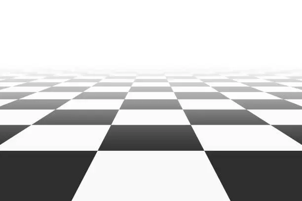 Vector illustration of background with checkered surface in perspective view