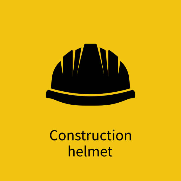 ilustrações, clipart, desenhos animados e ícones de silhueta de capacete de construção - hardhat helmet hat construction