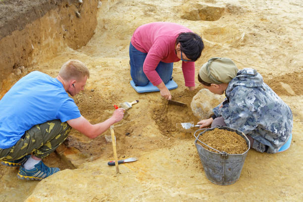 un gruppo di archeologi ha portato alla luce sepolture dell'età del ferro - glen trool foto e immagini stock