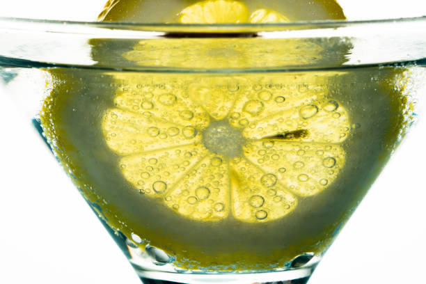 lemon slice and mineral water