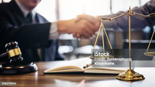 Handshake After Good Cooperation Consultation Between A Male Lawyer And Businessman Customer Tax And The Company Of Real Estate Concept Stock Photo - Download Image Now