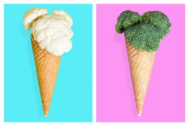 istock Ice cream cones with vegetables. Minimal art concept 938218252