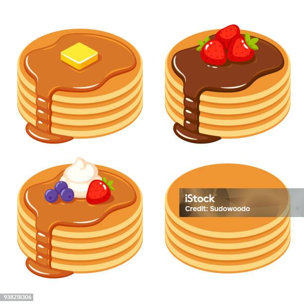 Set Of Different Pancakes Stock Illustration - Download Image Now - Pancake, Vector, Cartoon