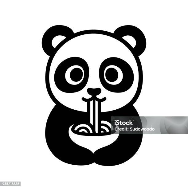 Cute Panda Eating Noodles Stock Illustration - Download Image Now - Panda - Animal, Illustration, Ramen Noodles