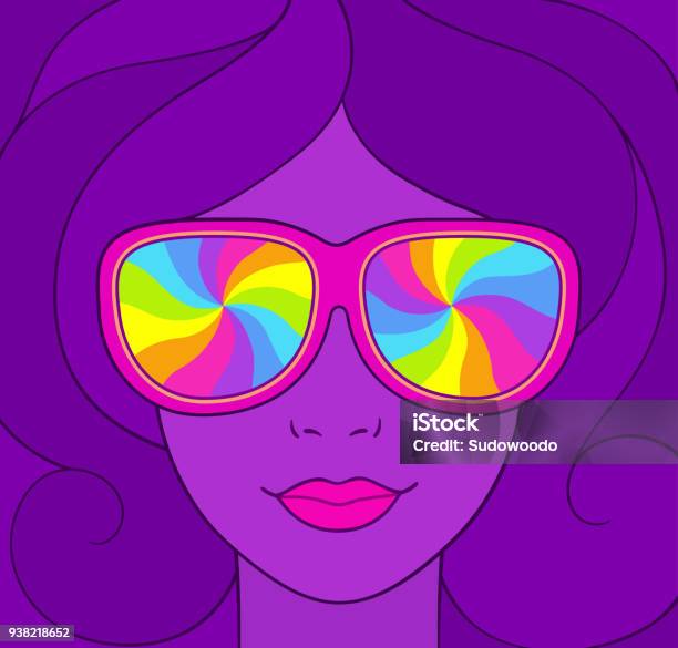 Psychedelic Portrait Llustration Stock Illustration - Download Image Now - Eyeglasses, Sunglasses, Cool Attitude