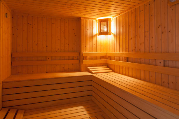 istock Standard wooden sauna interior 938227286