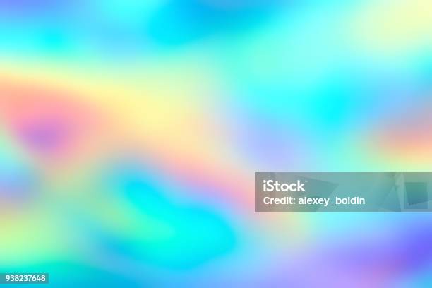 Blur Holographic Neon Foil Background Stock Photo - Download Image Now - Holographic Foil, Textured, Textured Effect