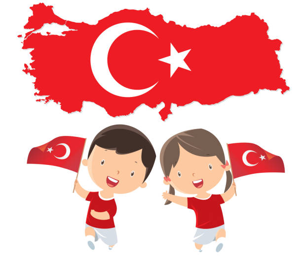 Children with Turkey flags Vector Children with Turkey flags
I have used 
http://legacy.lib.utexas.edu/maps/middle_east_and_asia/turkey_trans-2006.jpg
address as the reference to draw the basic map outlines with Illustrator CS5 software, other themes were created by 
myself. number 23 stock illustrations