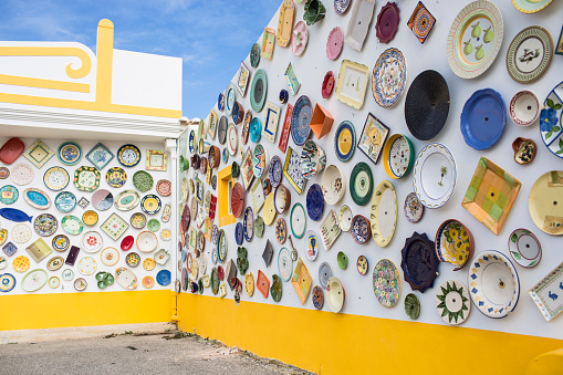 Sagres/Algarve, Portugal - February 27, 2018:Traditional portuguese pottery shop facade.