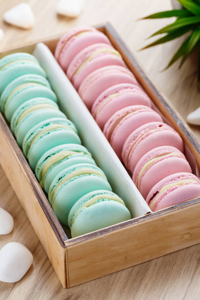 istock Colorful macaroons in wooden box on the table 938242344