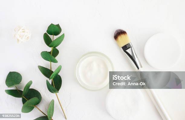 Skincare Cosmetics With Aroma Eucalyptus Plant Extract Home Spa And Body Care Stock Photo - Download Image Now