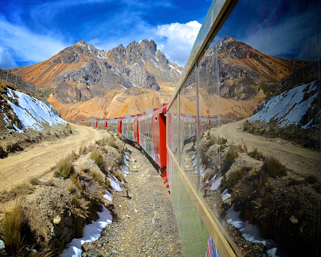 The Ferrocarril Central between Lima and Huancayo, Peru. Crossing the Andes, this train is the 2nd highest train in the world.