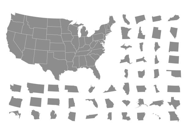 ilustraciones, imágenes clip art, dibujos animados e iconos de stock de territorio de estados unidos de américa sobre fondo blanco. ilustración de vector - michigan maryland
