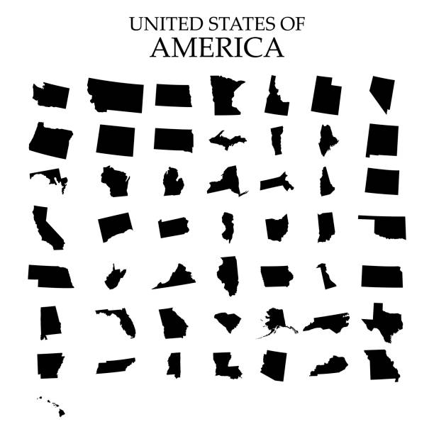 staaten von amerika gebiet auf weißem hintergrund. einzelne staaten. vektor-illustration - washington state state map outline stock-grafiken, -clipart, -cartoons und -symbole