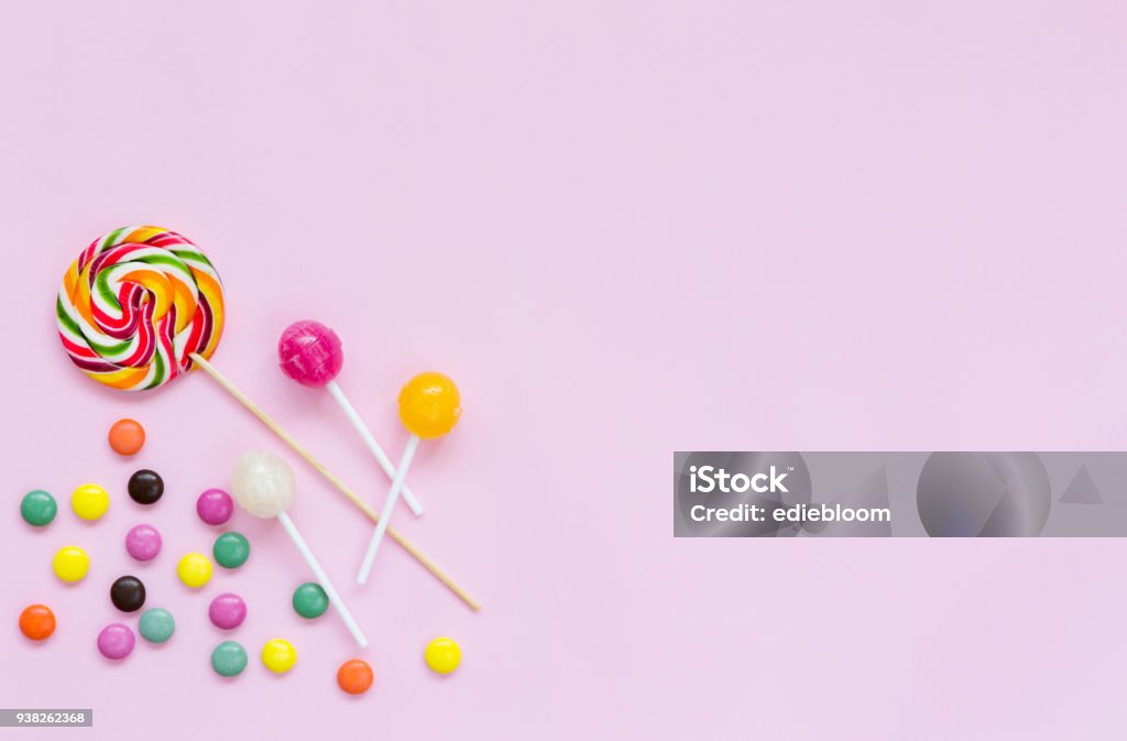 Flat lay of candy isolated Candy Stock Photo