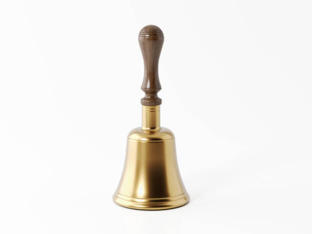 Ring Bell Isolated On White Background Ring bell isolated on white background. Horizontal composition with clipping path and copy space. school handbell stock pictures, royalty-free photos & images