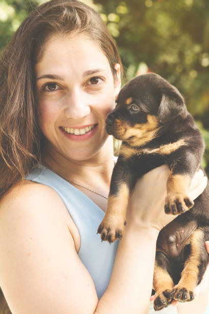 istock Young woman and a little dog. 938292226