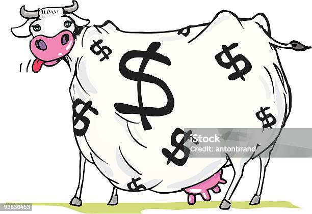 Vetores de Gordura Milking The Cash Cow e mais imagens de Fêmea de mamífero - Fêmea de mamífero, Fundo Branco, Moeda Corrente
