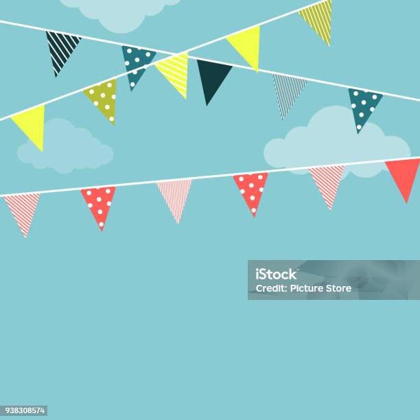 Garland Flags Vector Illustration Stock Illustration - Download Image Now - Summer, Traditional Festival, Bunting