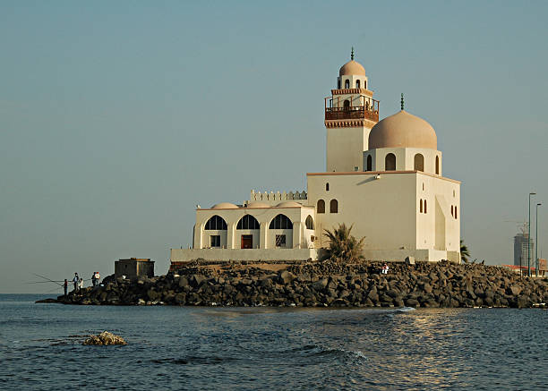 Mosque by the Corniche (Red Sea) of Jeddah, Saudi Arabia.
