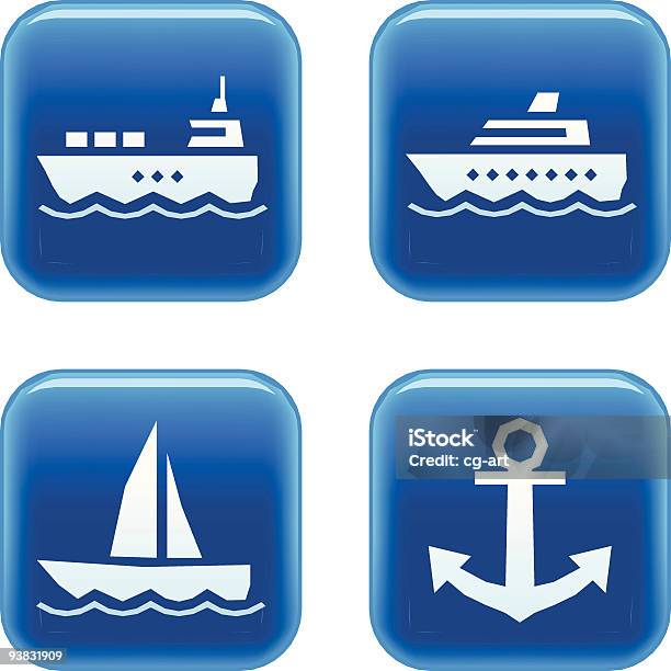 Ilustración de Iconos De Transporte Serie De Barcos y más Vectores Libres de Derechos de Ancla - Parte del barco - Ancla - Parte del barco, Azul, Barco de pasajeros