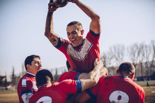 istock Rugby players celebrating victory 938320390