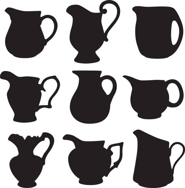 Water Pitcher Silhouettes Vector illustration of nine different water pitcher silhouettes pitcher jug stock illustrations