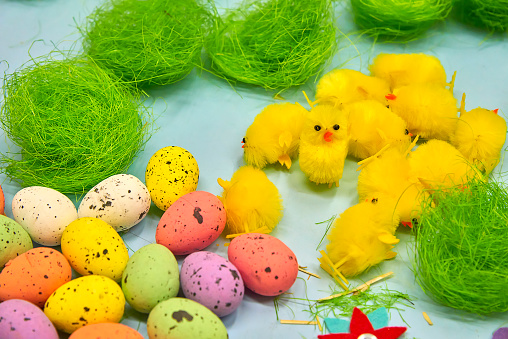 Creativity concept - easter craft decorations for handmade home interior decorations