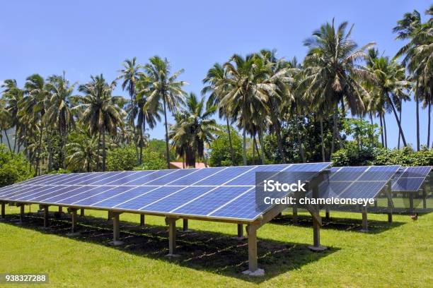 Solar Pv Modules In Rarotonga Cook Islands Stock Photo - Download Image Now - Solar Panel, Tropical Climate, Solar Energy