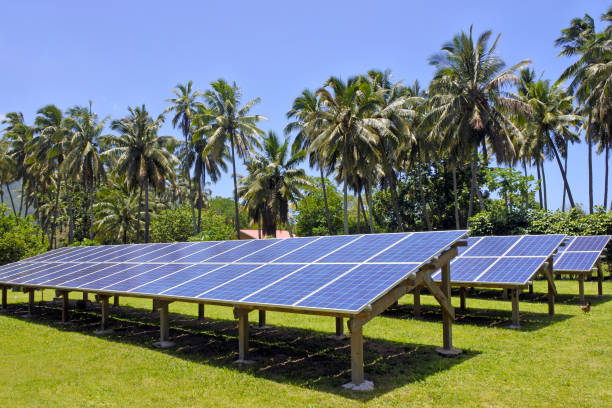 solar pv modules in rarotonga cook islands - polycrystalline imagens e fotografias de stock