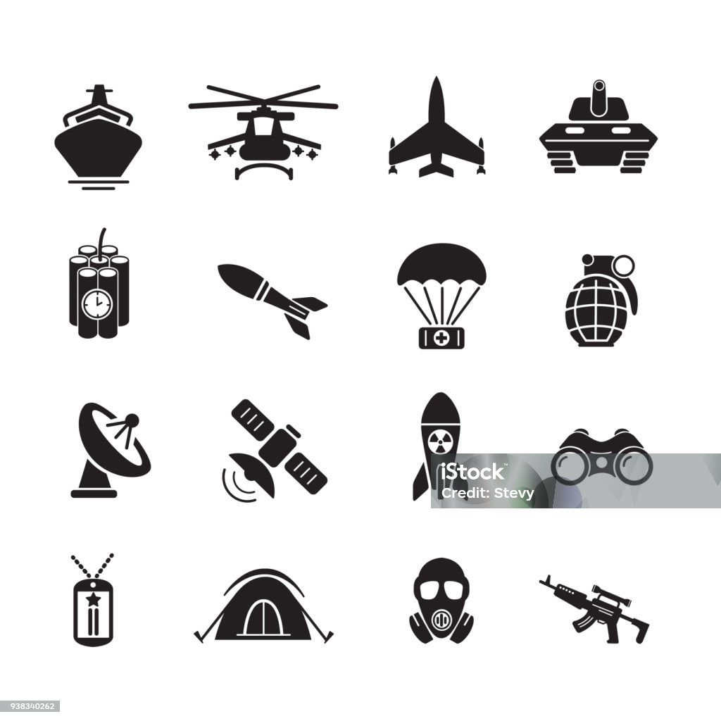 Military and soldier icon Military and soldier icon, set of 16 editable filled, Simple clearly defined shapes in one color. Vector Icon Symbol stock vector