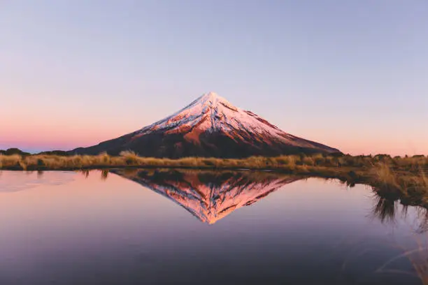 Perfect reflection of the symmetrical mountain